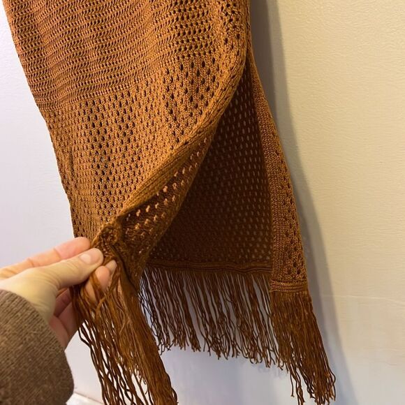 House of Harlow 1960 Crochet Fringe Midi Skirt Burnt Orange Large Boho Retro 70s - Picture 4 of 10